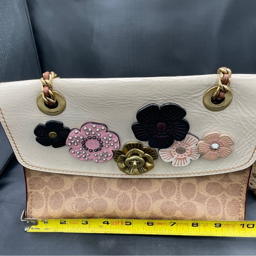 Coach Parker Color block Signature Pebbled leather with Tea Rose appliqué - Picture 12 of 15